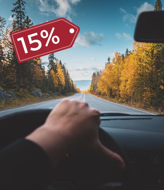 Spar 15 % når du booker leiebil for en periode ut mars 2026. 