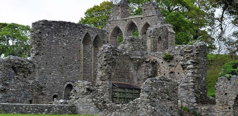 The ruins of Inch Abbey Monastery