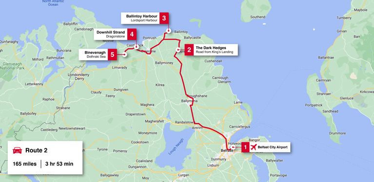 County Antrim and County Derry/Londonderry: King’s Road, Iron Islands, Dragonstone, Dothraki Grasslands route