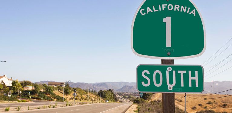 California South Wegweiser in der Wüste