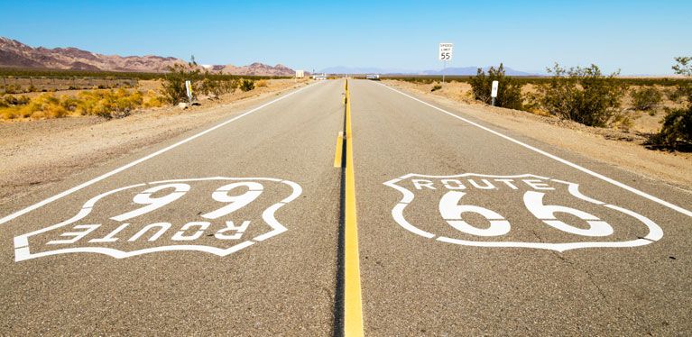 Route 66 Straßenmarkierungen