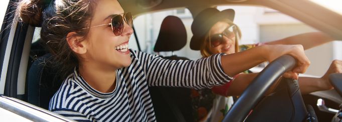 Happy customers in car