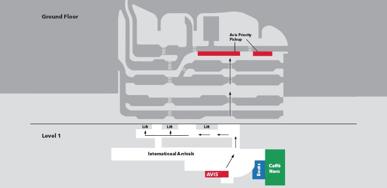 Espaces réservés aux voitures de location prioritaires Avis au Terminal 2 d’Heathrow