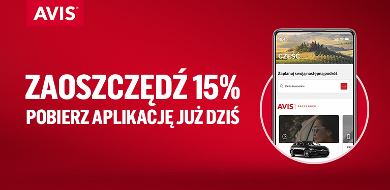 Podróżuj 15% taniej w 2025 roku z aplikacją Avis