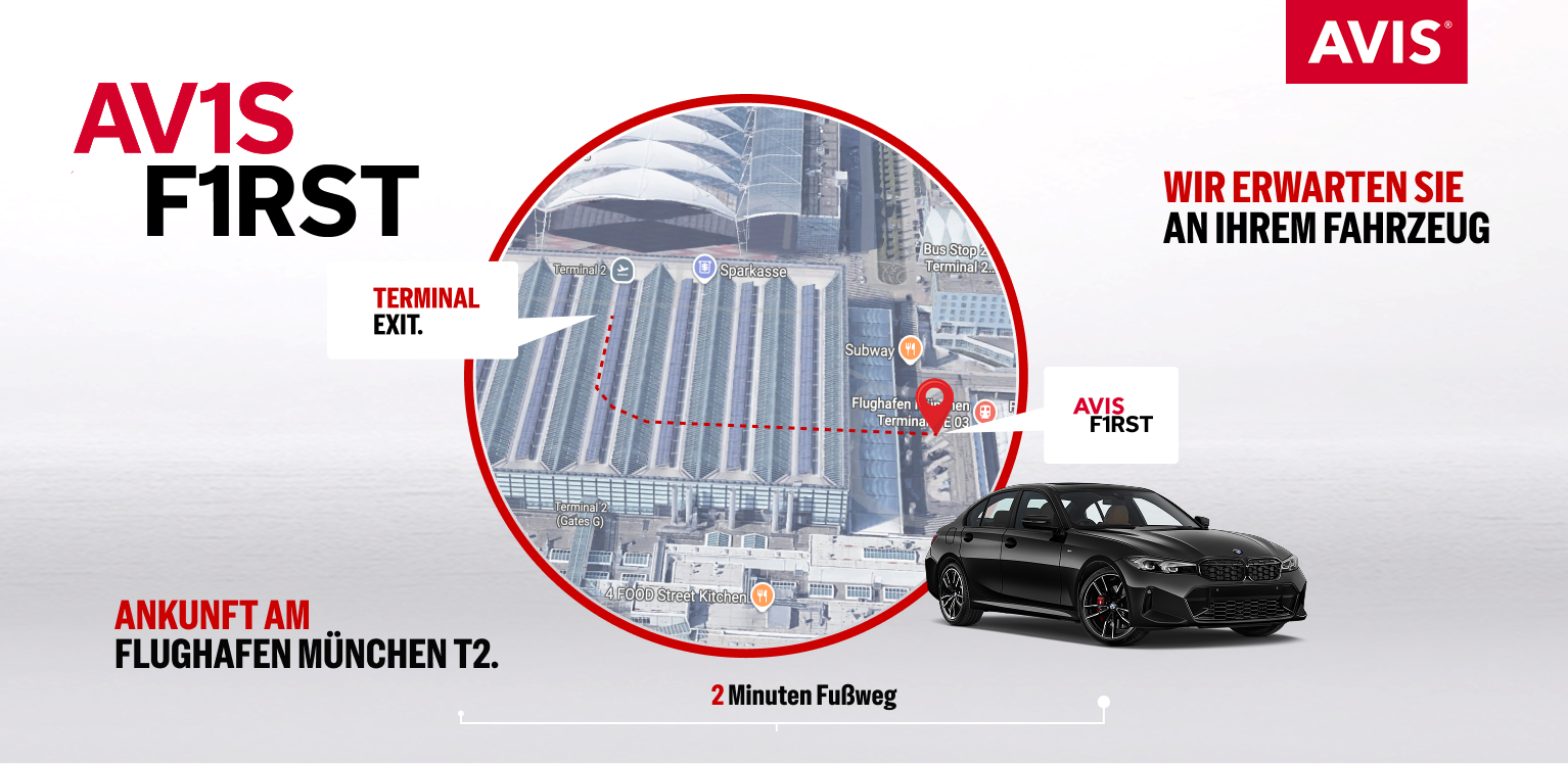 Avis First Autovermietung jetzt am Flughafen München