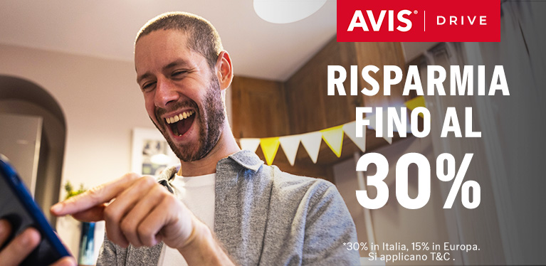 Ricevi un incredibile 30% di sconto sui noleggi nazionali con Avis Drive