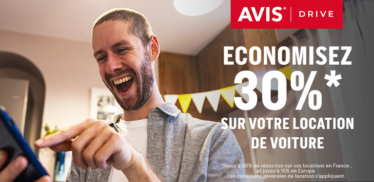 Économisez 30 % sur les locations en France avec Avis Drive