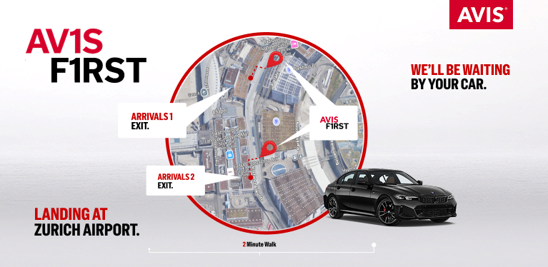 Avis First Car hire from Zurich Airport with Avis
