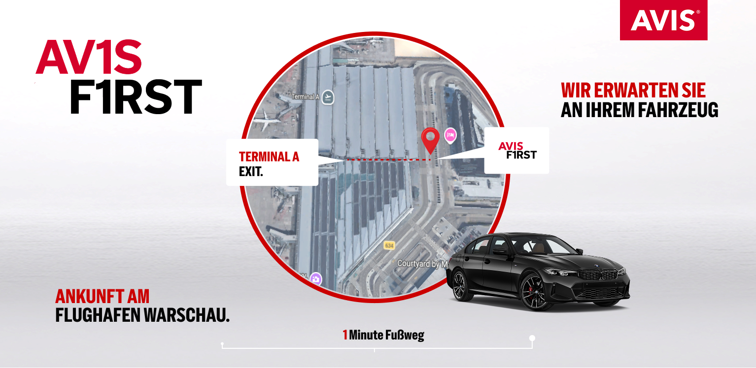 Avis First am Flughafen Warschau Chopin