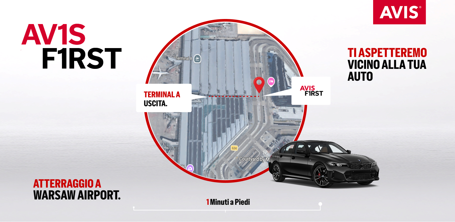 Noleggia con Avis First all'aeroporto di Varsavia.