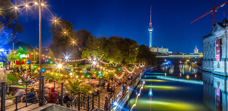 Bright lights on Beach Mitte near Berlin