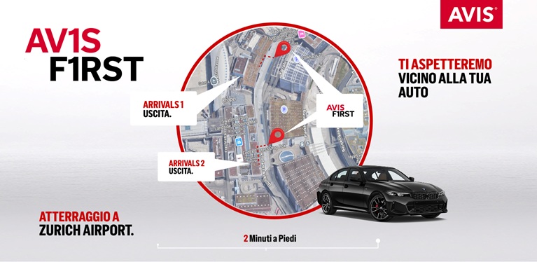 Noleggia con Avis First all'aeroporto di Zurigo.