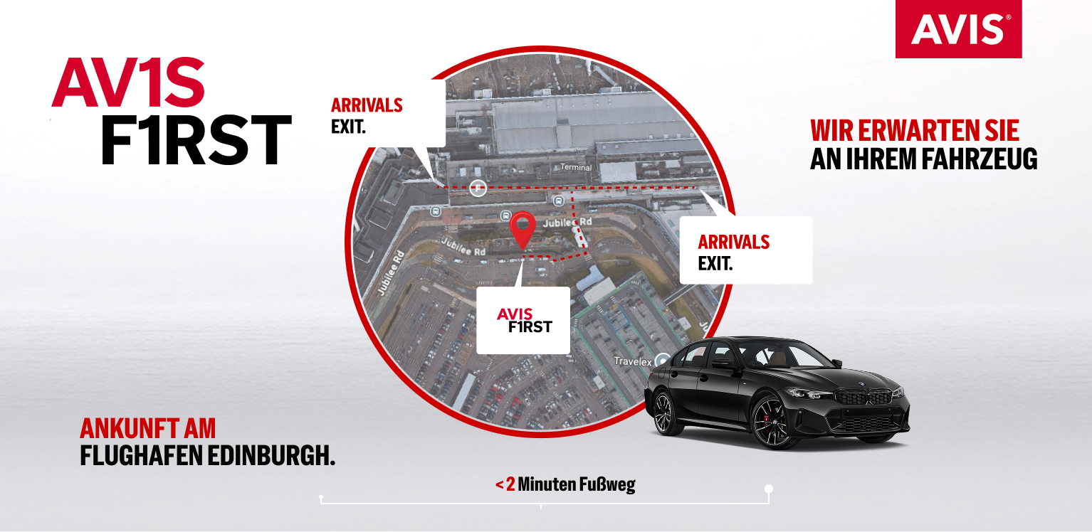 Avis First ist jetzt am Flughafen Edinburgh