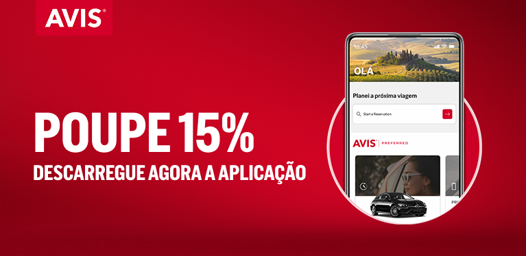 Oferta global de viagens – 15 % de desconto na aplicação da Avis