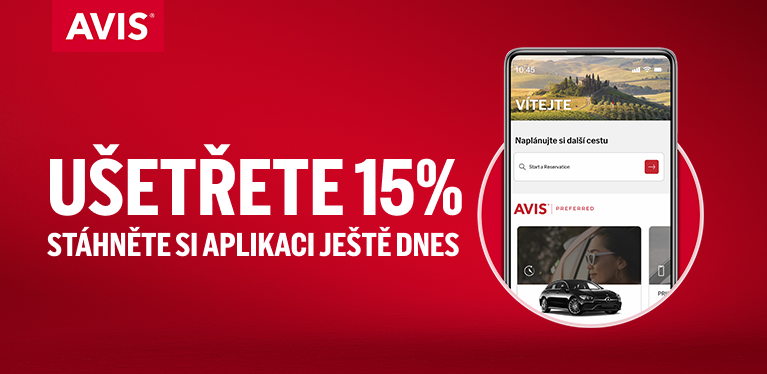 Ušetřete 15 % na cesty do konce března při rezervaci v aplikaci Avis