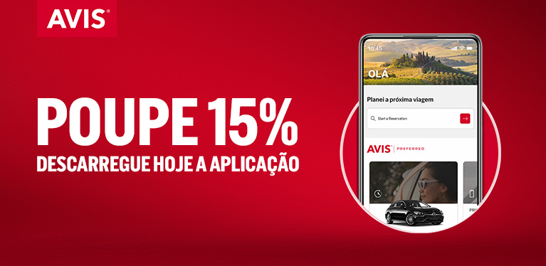 Poupe 15 % em 2025 reservando na app Avis.