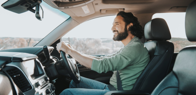 Woman driving car