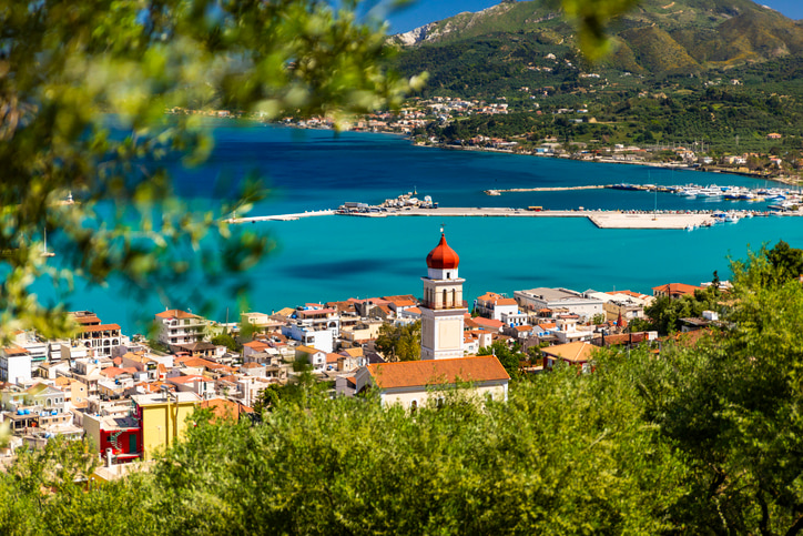 Summer view of Zakynthos (Zante) town. Beautiful Greek cityscape