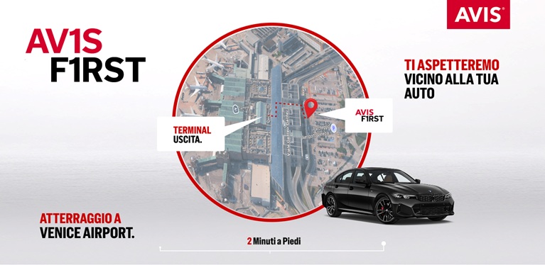 Noleggia con Avis First all'aeroporto di Venezia.