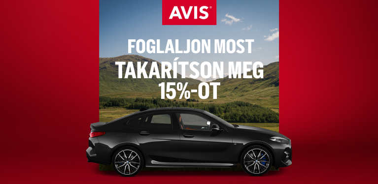 Korlátozott ideig tartó 15%-os kedvezmény a nyár végi, őszi és téli utazásokra, ha az Avistől bérel autót.