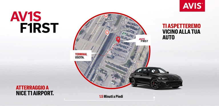 Noleggia Avis First all'aeroporto di Nizza