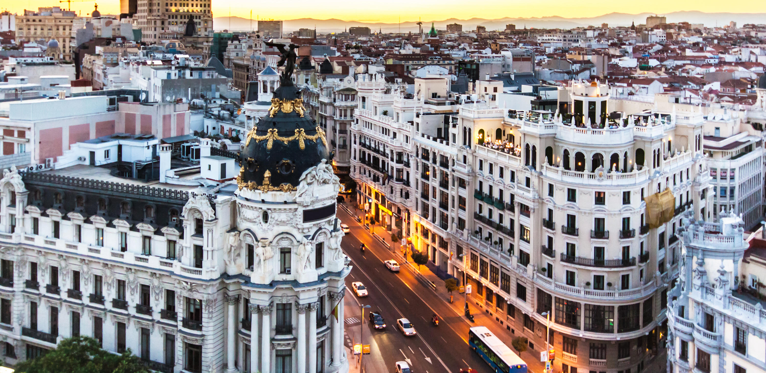 Madrid Spain On Gran Via Stock Photo - Download Image Now - Madrid, Spain,  City - iStock