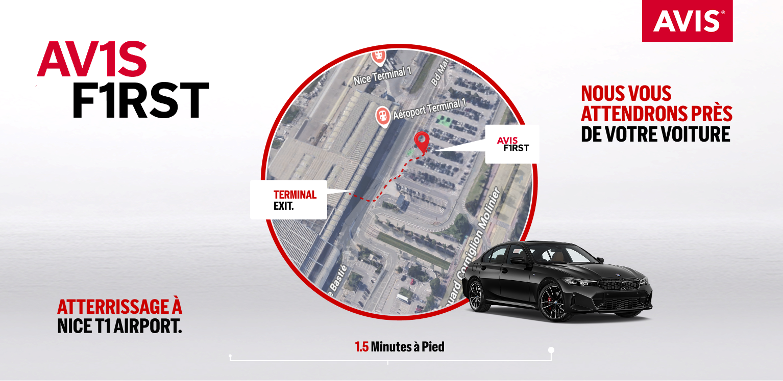 Rent Avis First at Nice Airport