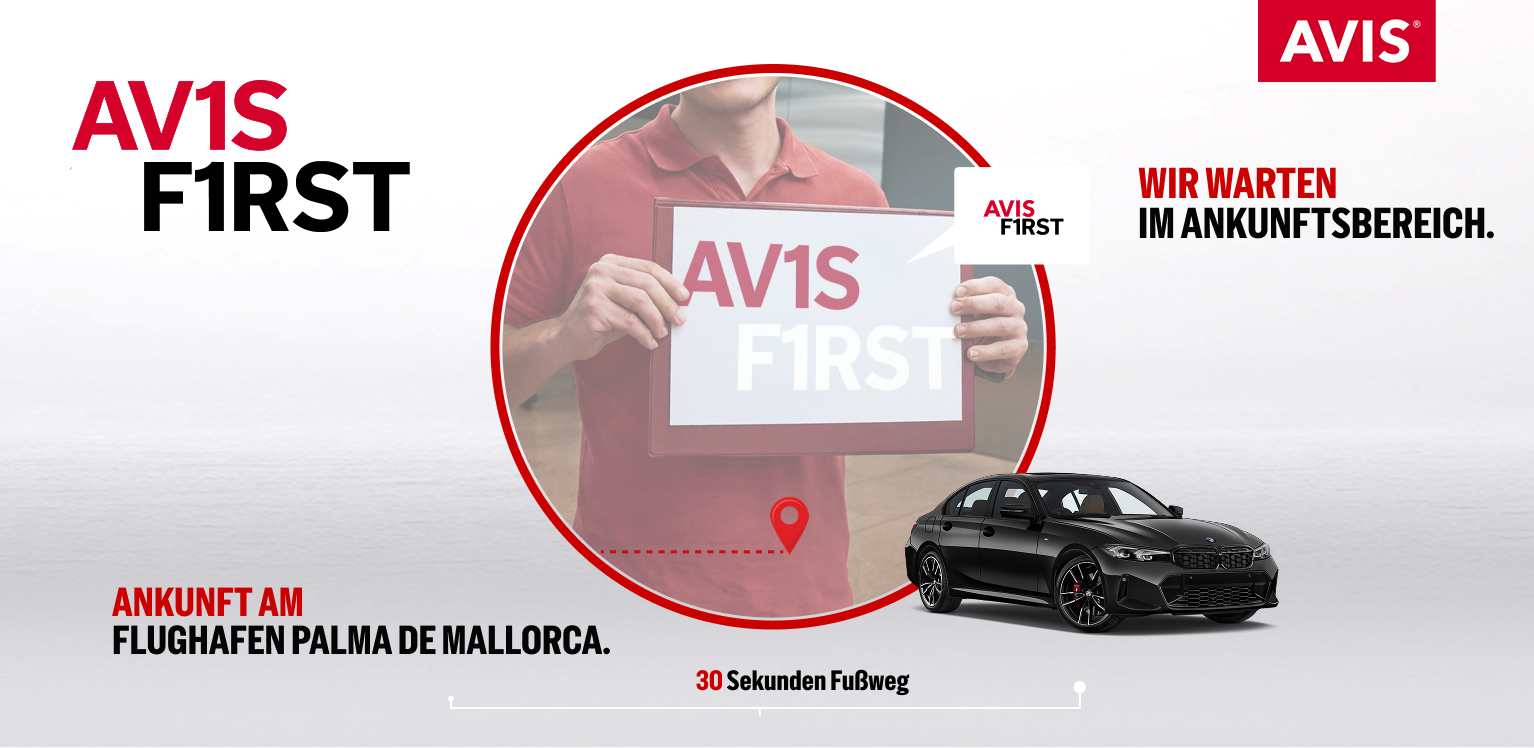 Avis First Autovermietung am Fughafen von Mallorca