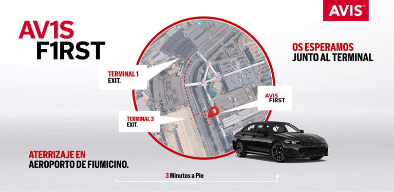 Avis First en el aeropuerto de Roma Fiumicino.