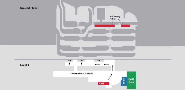 Avis prioriterade biluthyrningsplatser på Heathrow terminal 2