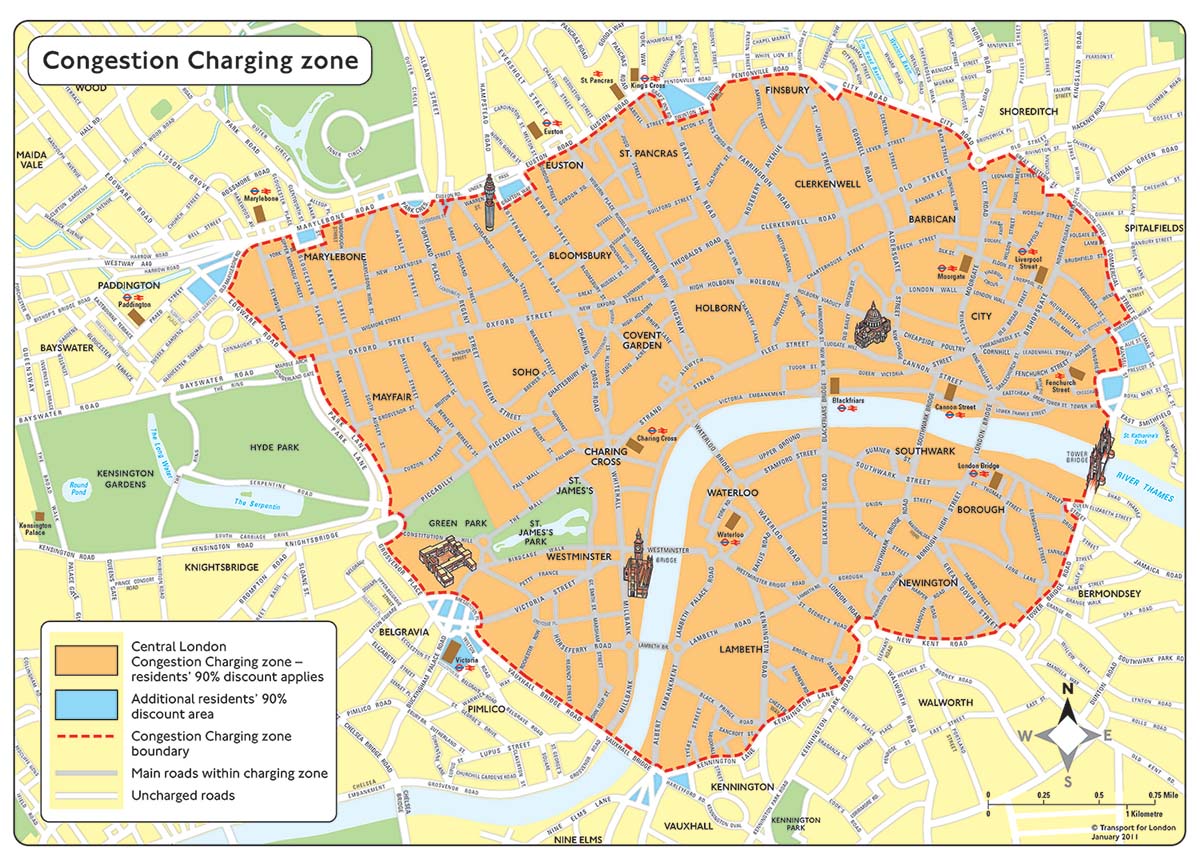 UK congestion charging zone map