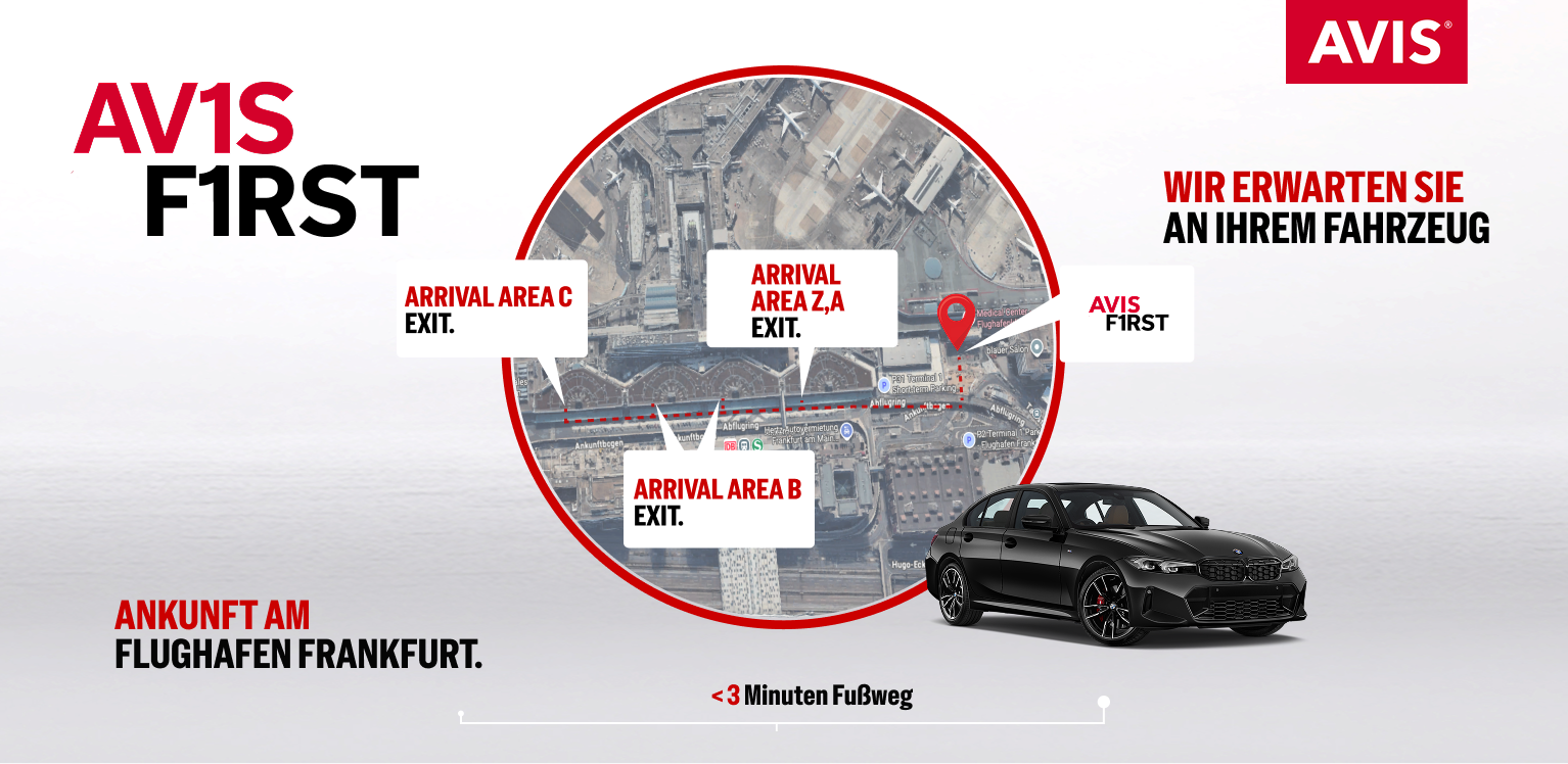 Rent Avis First at Frankfurt Airport